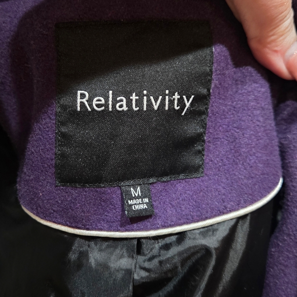 Relativity Women's Purple Pea Coat - Picture 10 of 11